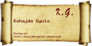 Kohajda Gyula névjegykártya