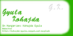gyula kohajda business card
